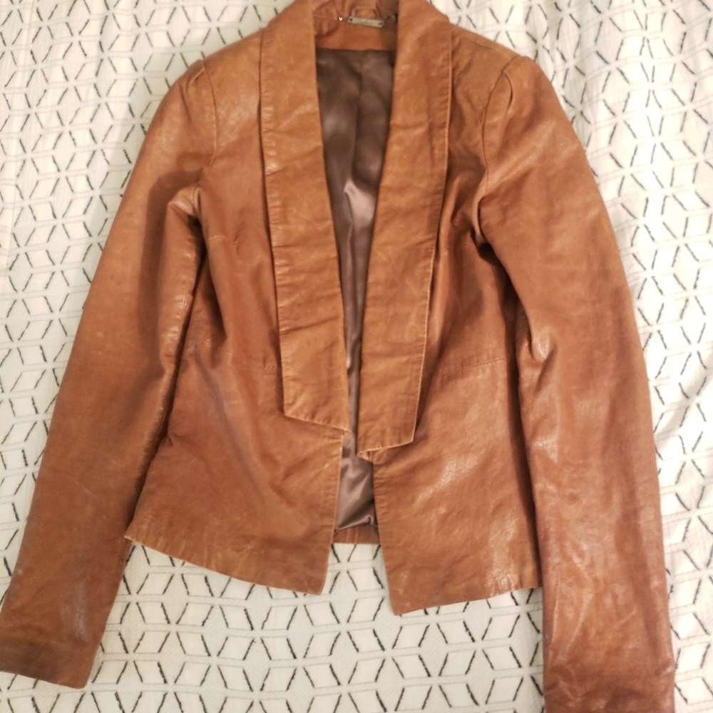 Line lambskin leather jacket